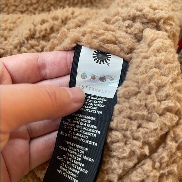 NWOT UGG Eliana Reversible Sherpa Bomber Jacket - Navy/Camel - Picture 6 of 10